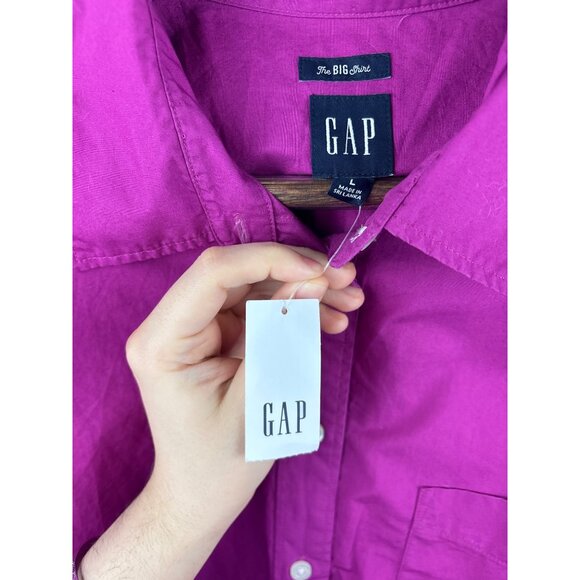 Women’s GAP Large Fuchsia Oversized Button Down Shirt - Picture 4 of 5